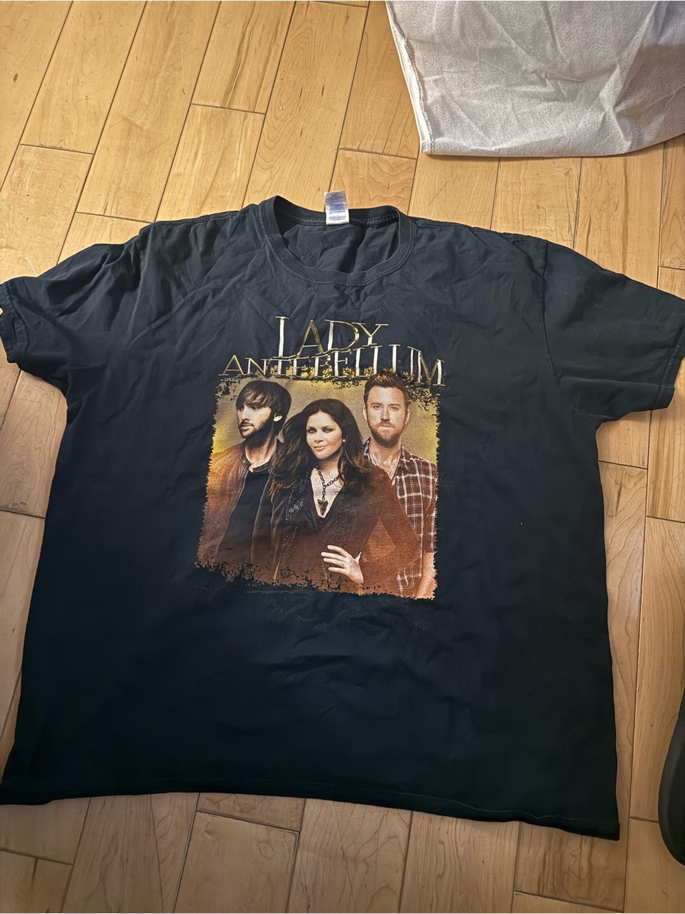 Gildan Black Lady Antebellum Graphic Tee with Gold Print